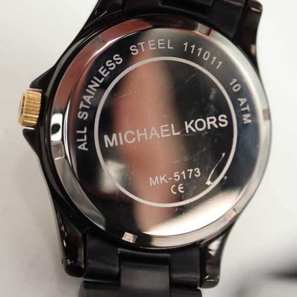 Michael Kors Mens Black Gold Tone Date 42mm Watch Date 6.5" Bracelet New Battery - Picture 11 of 11